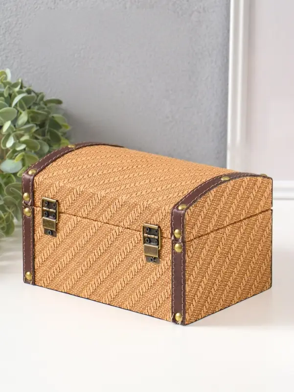 Шкатулка дерево "Диагональ" охра набор 2 шт 19х13,5х12 23х17х14 см