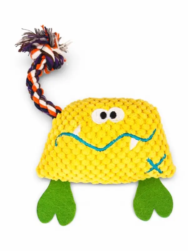 Мягкая игрушка для собак &laquo;Монстрик с канатом&raquo;, 23 см, с пищалкой, жёлтая