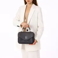 Сумка женская мессенджер TEXTURA на клапане, 24&times;7&times;16 см, тёмно-серая