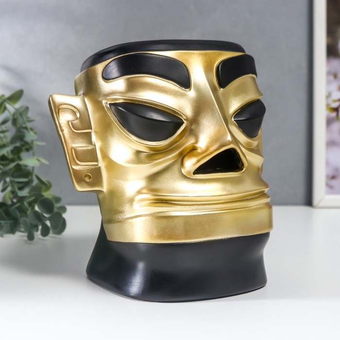 Сувенир полистоун салфетница  Сувенир полистоун салфетница "Абориген с острым носом" чёрно-золотой 19х12х20 см