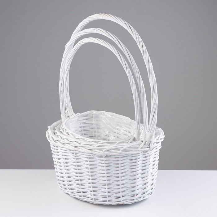 Набор корзин, 3 шт, 40×31×19/52 см, 33×25×17/47 см, 29×22×15/42 см, ива Набор корзин, 3 шт, 40×31×19/52 см, 33×25×17/47 см, 29×22×15/42 см, ива