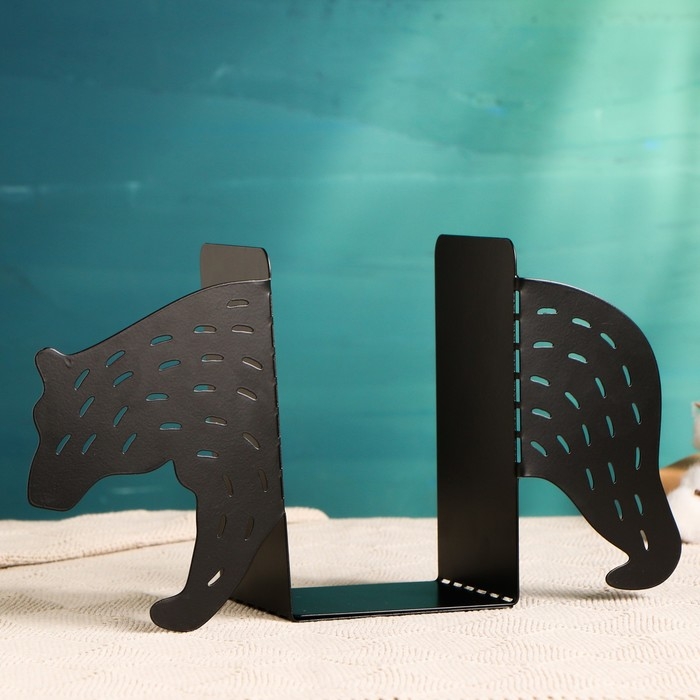 Держатель-подставка для книг  Держатель-подставка для книг "Медведь" набор 2шт, черный