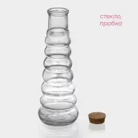 Бутылка для соусов и масла Доляна &laquo;Парфе. Гармонь&raquo;, 400 мл, 21.8&times;7.5 см, с пробковой крышкой, стекло, прозрачная