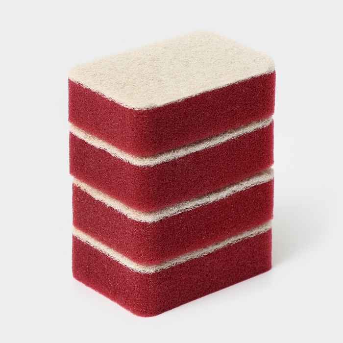 Губка для посуды с ионами серебра Raccoon, 4 шт, 9,5×6,5×3 см Губка для посуды с ионами серебра Raccoon, 4 шт, 9,5×6,5×3 см