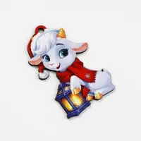Елочная игрушка деревянная &laquo;Козлик с фонариком&raquo;, 54&times;85 мм