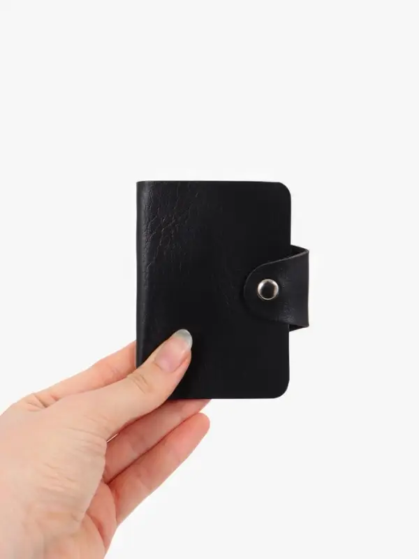 Визитница на кнопке, 12 карт, однотонная, чёрная