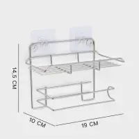Держатель для туалетной бумаги с полочкой, 19&times;10&times;14.5 см, хром