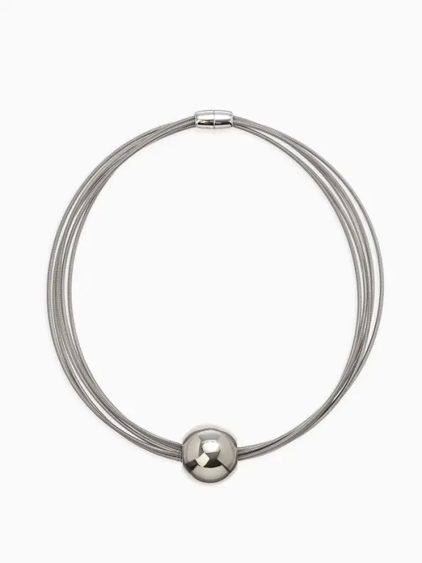 Набор 2 пред-та: колье, браслет Набор 2 пред-та: колье, браслет "Бусина на нитях", цвет серебро