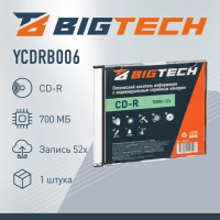 Носители информации Bigtech YCDRB006 CD-R 700 МБ/52х/1 slim box