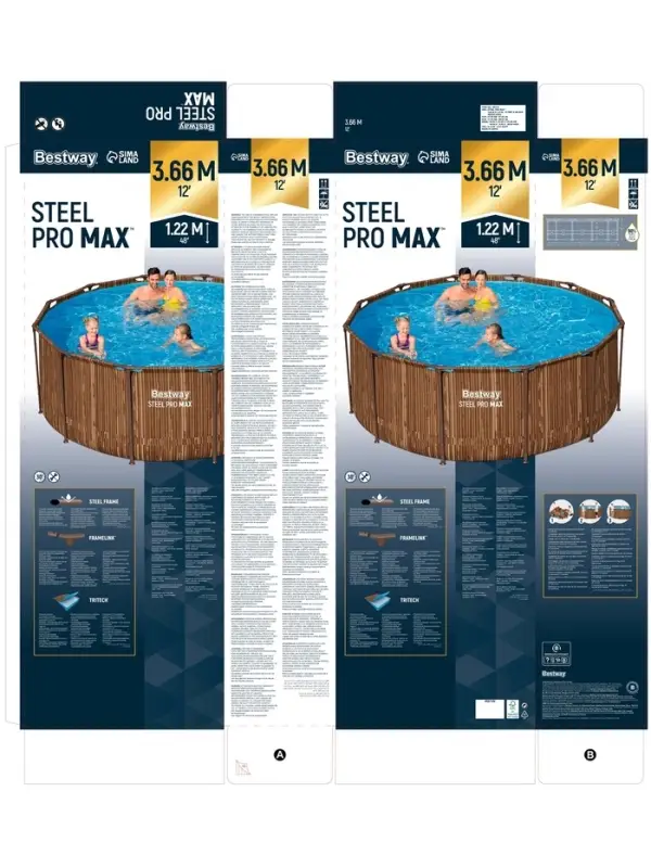 Бассейн каркасный Steel Pro Max, 366&times;122 см, круглый, цвет рейка, 561VN Bestway