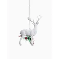 Ёлочная игрушка &laquo;Зимнее волшебство. Снежный олень с бубенцом&raquo; пластик, 10&times;15 см, белый