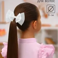 Бант для волос на резинке &laquo;Школьница&raquo;, кружево, 9&times;6 см, белый