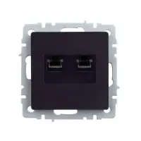 BRITE Розетка компьютерная двойная RJ45 кат.5E РК10-2-БрЧ черный IEK