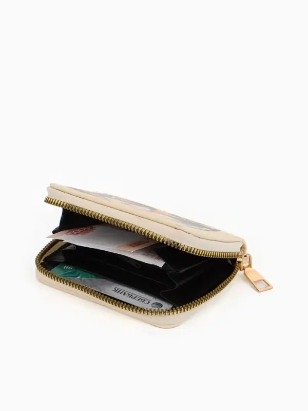 Кошелёк на молнии &laquo;Выбражулька&raquo;, 8.5&times;2.5&times;10.5 см, с принтом, бежевый