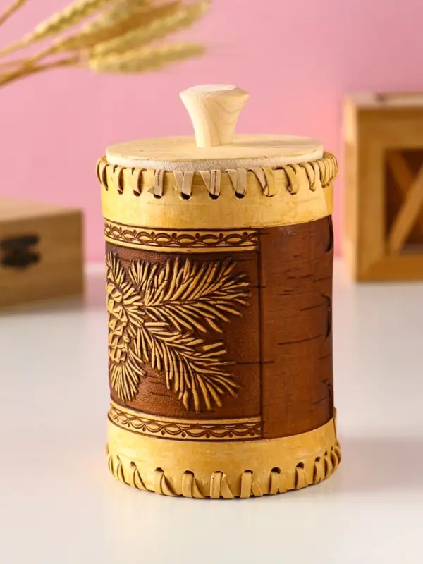 Туес шитый Туес шитый "Шишки" , D8смхH(с хватком)14см, береста