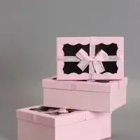 Наборок коробок 3 в 1 прямоугольные с окном 23*16*9.5 21*14*8.0 19*12*6.5 см