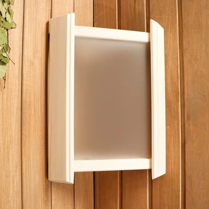 Абажур для бани и сауны, деревянный, настенный, со вставкой из белого стекла, &laquo;Добропаровъ&raquo;