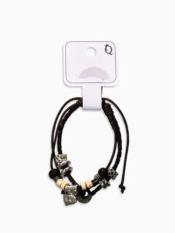 Браслет кожаный с подвеской &laquo;Сердце с розой&raquo;, d=8 см, коричневый