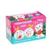 Ёлочные шары под раскраску на новый год &laquo;Кошечка Мари&raquo;. d=5.5 см, 2 шт., краски, набор для творчества