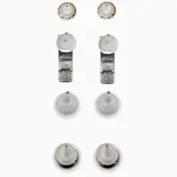 Серьги пусеты QF &laquo;Романтика&raquo;, 4 пары, кольца, белые в серебре