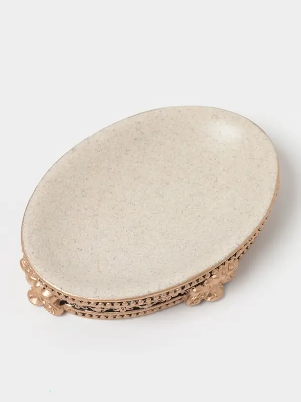 Аксессуары для ванной &laquo;Вензеля&raquo;, 4 предмета, дозатор 200 мл, мыльница, 2 стакана, бежевые