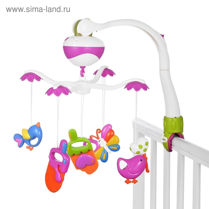 Мобиль музыкальный на кроватку «Розовый слон. Полянка», работает от батареек Мобиль музыкальный на кроватку «Розовый слон. Полянка», работает от батареек