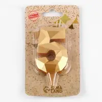 Свеча в торт «Алмаз» цифра 5 золотая, 6.5 см Свеча в торт «Алмаз» цифра 5 золотая, 6.5 см