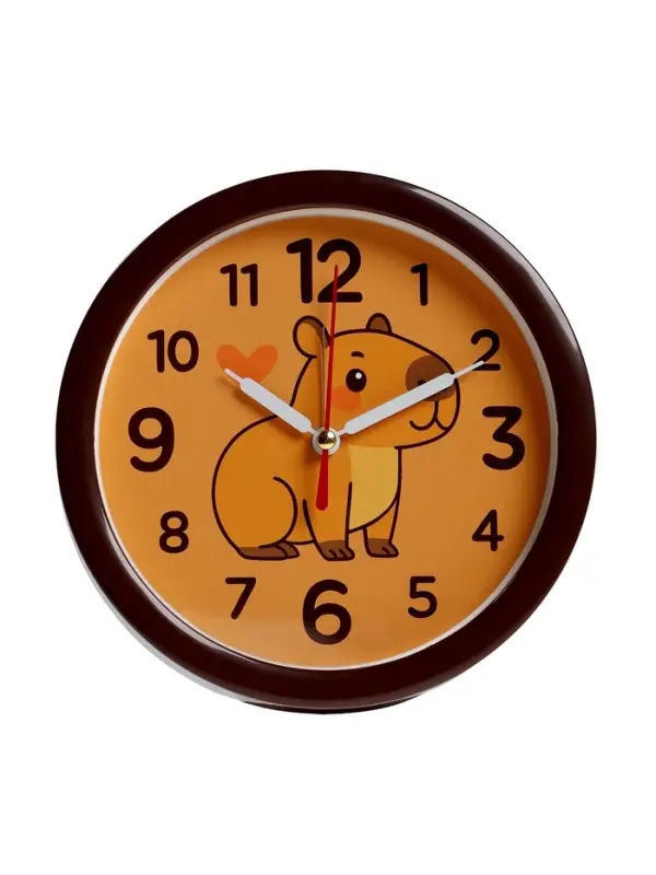 Будильник Будильник "Капибара", плавный ход, d=15см, корпус коричневый