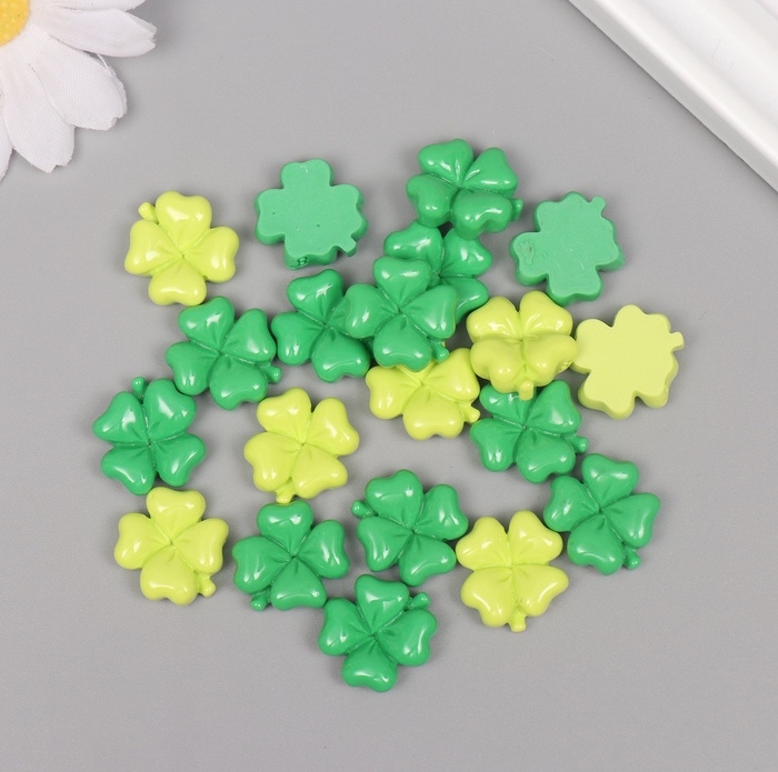 Декор для творчества пластик Декор для творчества пластик "Клевер" набор 20 шт 1,8х1,8х0,6 см