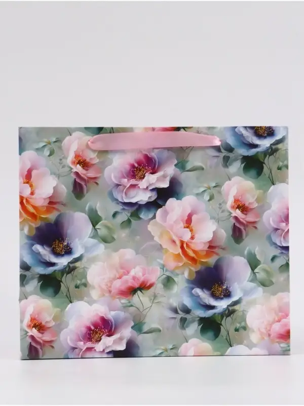 Пакет подарочный &laquo;Цветы&raquo;, 27&times;23&times;11.5 см