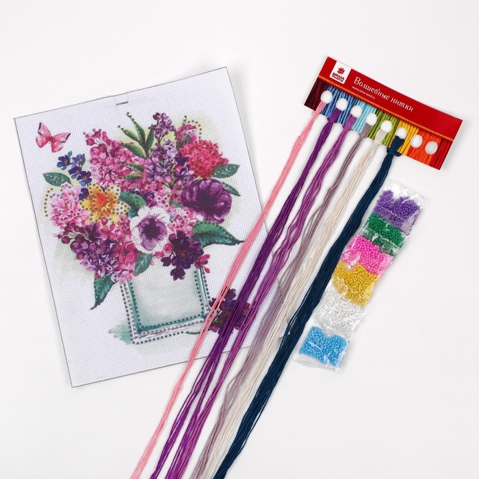 Вышивка крестиком с бисером «Цветы», набор для творчества, 20 х 25 см Вышивка крестиком с бисером «Цветы», набор для творчества, 20 х 25 см