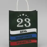 Пакет подарочный крафт &laquo;С 23 Февраля!&raquo; 21&times;11&times;27 См