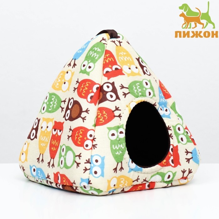 Домик Домик "Вигвам" для грызунов, 17*17*17 см, бязь, флис,совы