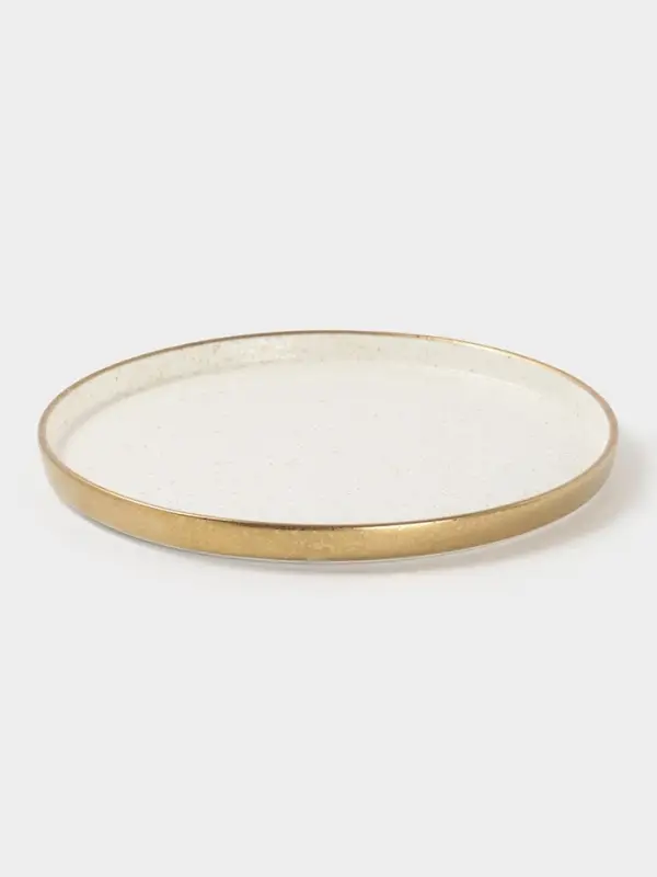 Блюдо фарфоровое сервировочное с бортиком Magistro Poursephona, d=25.5 см, бежевый