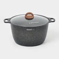 Кастрюля KUKMARA Granit ultra, 10 л, d=32.5 см, со стеклянной крышкой, антипригарное покрытие, литой алюминий, коричневая