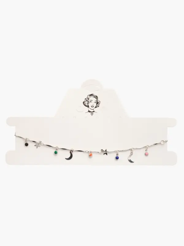 Чокер &laquo;Полумесяц&raquo;, фазы луны, цветной в серебре, 35 см