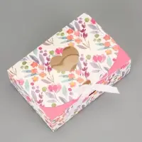 Подарочная коробка сборная с окном «Розовые цветы», 16.5×11, 5×5 см Подарочная коробка сборная с окном «Розовые цветы», 16.5×11, 5×5 см