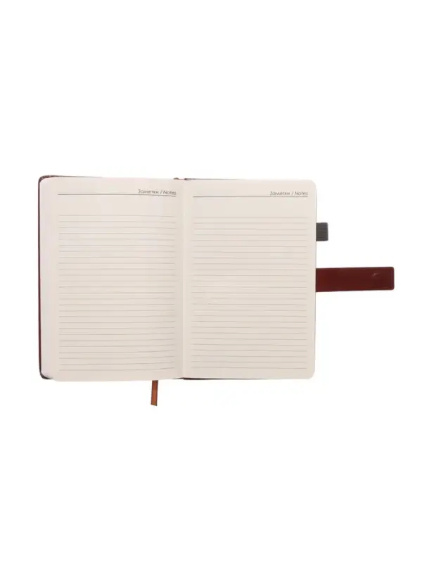 Ежедневник недатированный формат А5, с хлястиком, 112л, линия, держатель, пвх, Коричневый Ежедневник недатированный формат А5, с хлястиком, 112л, линия, держатель, пвх, Коричневый