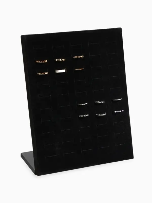 Подставка под кольца QF, 50 мест, флок, чёрная, 20&times;9.7&times;24 см