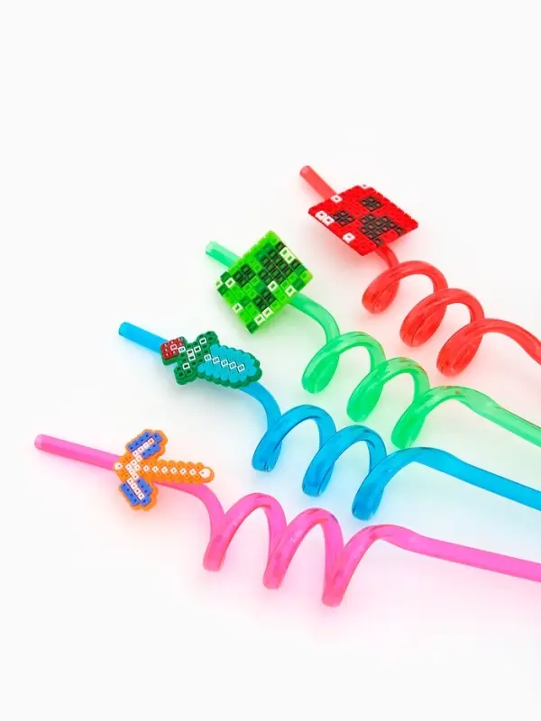 Трубочки для коктейля "Пиксели" набор 4 шт