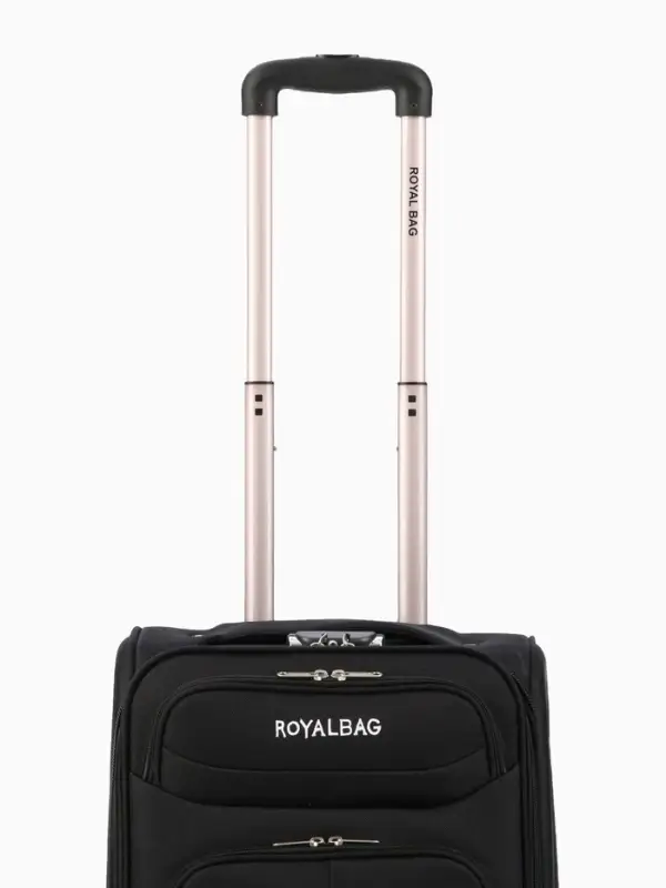 Чемодан 20 Чемодан 20", Текст, 37*23*55, отд на молнии, 2 нар/карм, увелич, код замок, 4 колеса, черный   10872