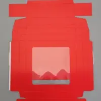 Коробка складная, крышка-дно,с окном, красная, 23 х 23 х 6,5 см