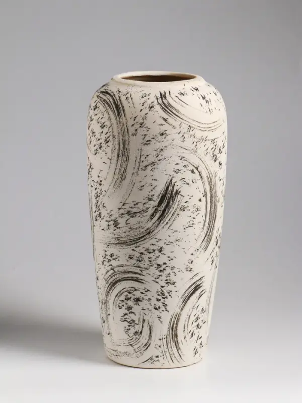 Ваза настольная керамика Ваза настольная керамика "Сэнс" 28,5х13 см, бело-чёрный