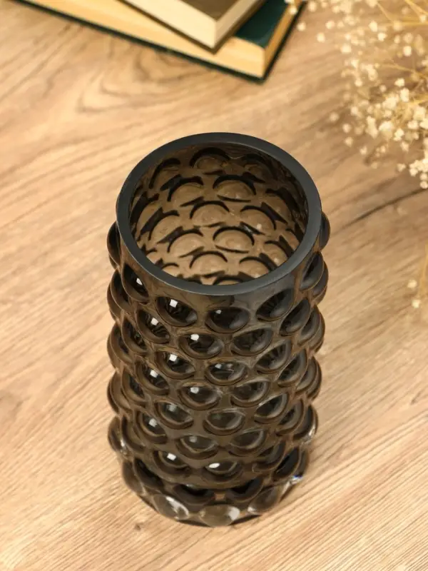 Ваза стекло настольная  Ваза стекло настольная "Валери" шарики, 23х11 см, серый