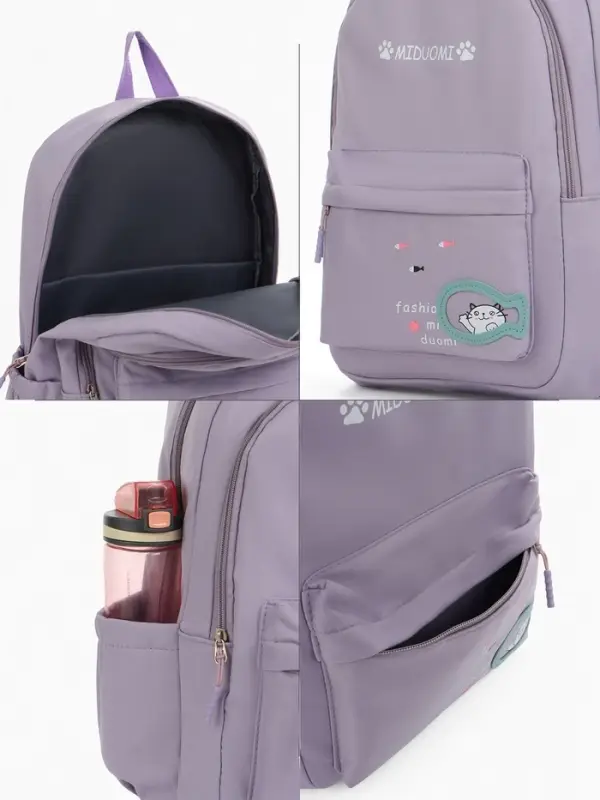 Рюкзак школьный на молнии, с карманами, с принтом, размер 30×13×43 см, сиреневый Рюкзак школьный на молнии, с карманами, с принтом, размер 30×13×43 см, сиреневый