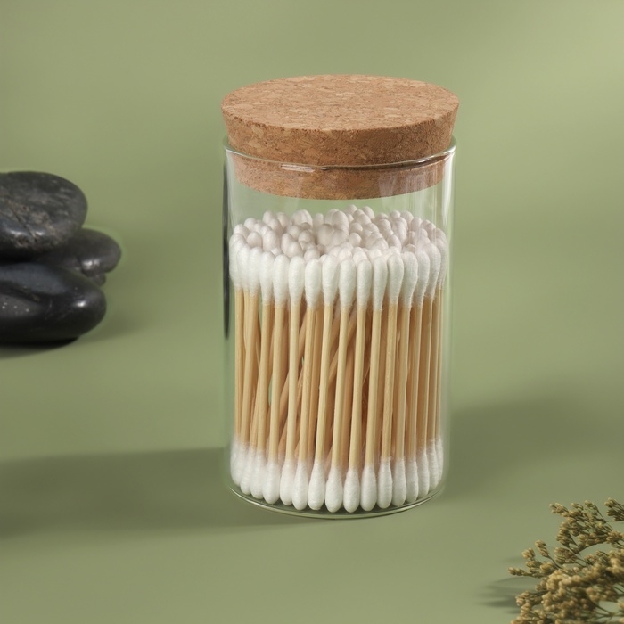 Органайзер для хранения ватных палочек, d 6,5 × 10 см, цвет прозрачный/коричневый Органайзер для хранения ватных палочек, d 6,5 × 10 см, цвет прозрачный/коричневый