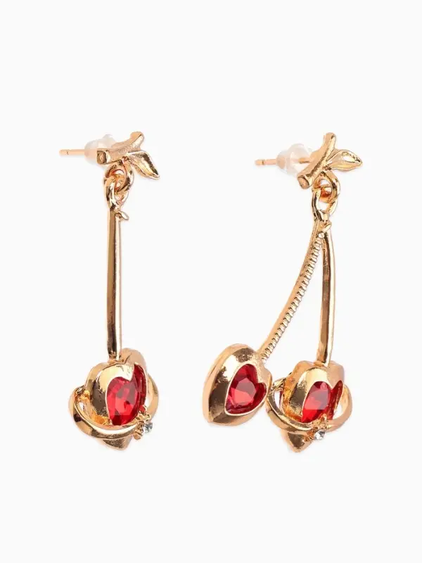 Серьги Серьги "Сердечная вишня", цвет красный в золоте