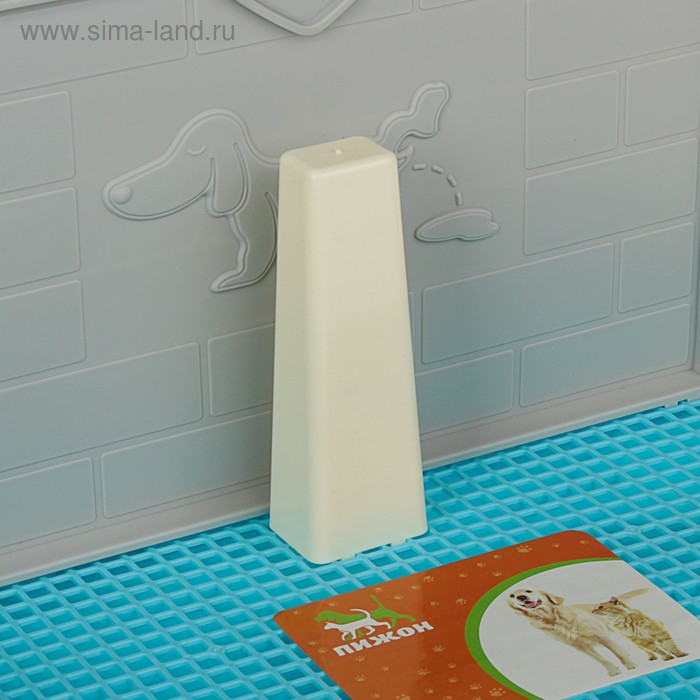 Туалет для собак 46,5 х 35,5 х 5,5 см, со стенкой, съёмной решеткой и столбиком, голубой Туалет для собак 46,5 х 35,5 х 5,5 см, со стенкой, съёмной решеткой и столбиком, голубой