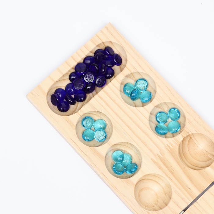 Настольная игра на логику  Настольная игра на логику "Калах. Манкала", 48 камешков, 22 х 13.5 см