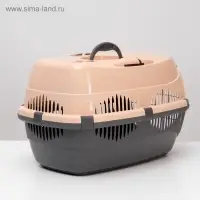Переноска для животных до 12 кг &laquo;Пижон&raquo;, 49&times;33&times;32 см, металлическая дверь, пластик, бежевая, серая
